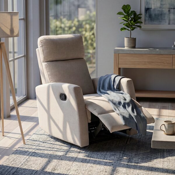 Fekvőfotel, relax fotelágy dönthető háttámlával, lábtartóval bézs zsenília szövet (JN-R8120A51-BEIGE)