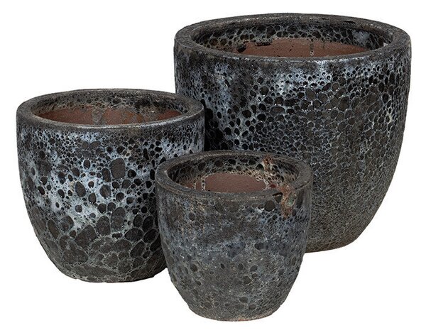 Wellington Classic kerámia növénytartó szett savmaratott szürke 22,5x19,5-38x31cm S3