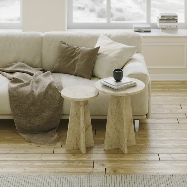 Hanah Home dohányzóasztal szett travertin 'Mushroom' 2