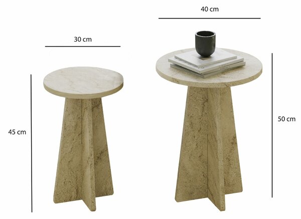 Hanah Home dohányzóasztal szett travertin 'Mushroom' 2