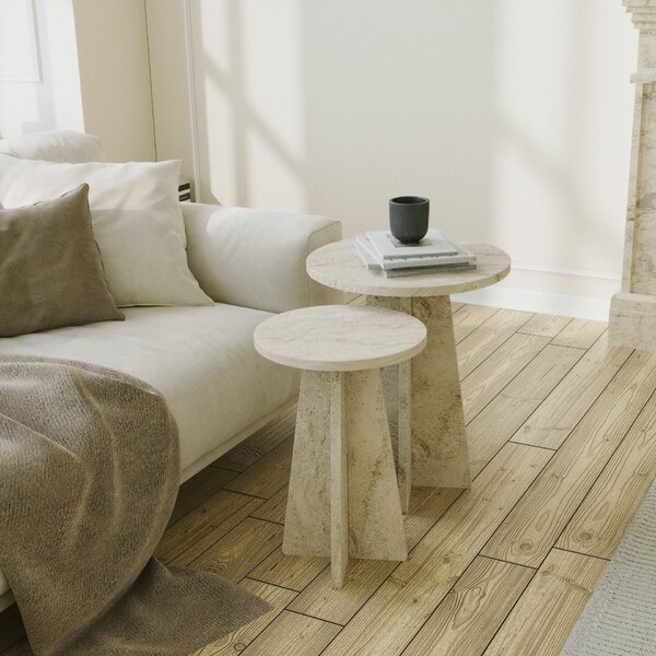 Hanah Home dohányzóasztal szett travertin 'Mushroom' 2