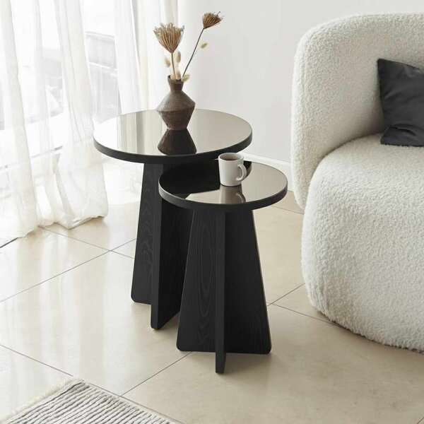 Hanah Home Kisasztal szett Fekete Bronz Luna - Fekete
