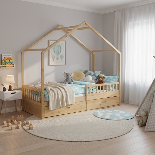 KONDELA Montessori ágy, 90x200, természetes, tömör, BIANKA