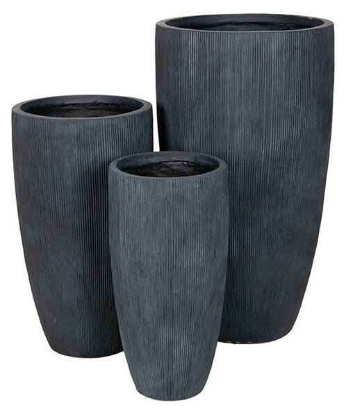Toronto Vase Giant kompozit növénytartó szett grafit 33x66-56x100cm S3