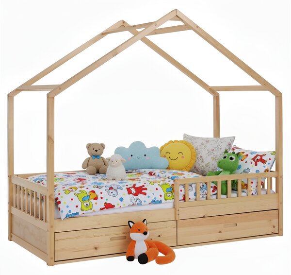 KONDELA Montessori ágy, 90x200, természetes, tömör, BIANKA