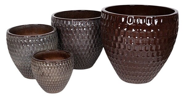 Remy Classic Kerámia Növénytartó Szett Rusztikus Barna 30x27-57,5x55,5cm S4