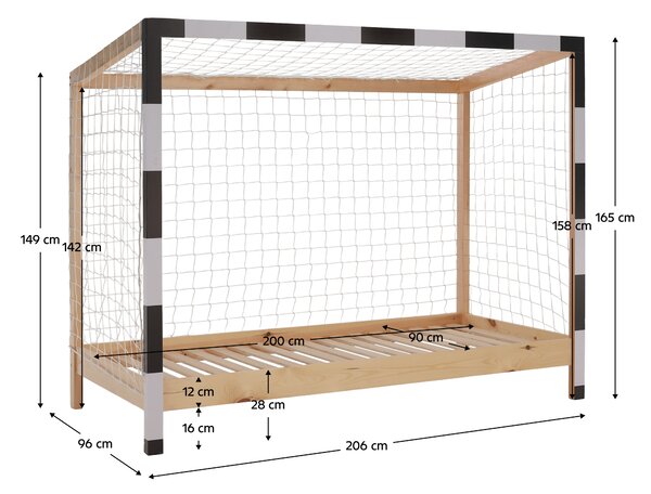 KONDELA Montessori ágy, természetes/fehér/fekete, 90x200, FUTAL