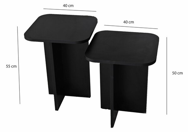 Hanah Home Kisasztal Szett Black Blues Szett - Fekete