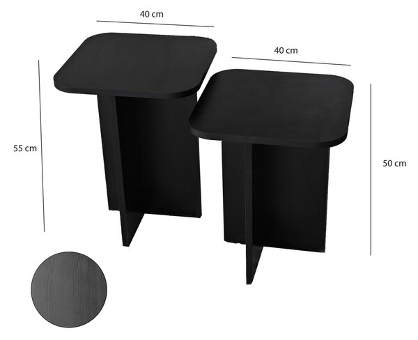 Hanah Home Kisasztal Szett Black Blues Szett - Fekete