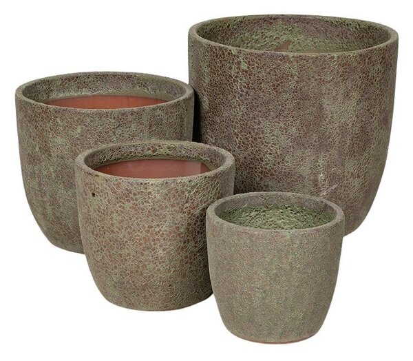 Nebula Classic kerámia növénytartó szett savmaratott zöld 20x18-38x35cm S4