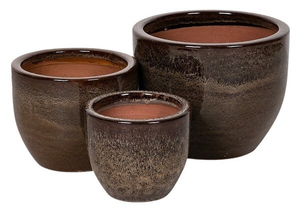 Davenport Classic kerámia növénytartó szett espresso 18x15-28x22,5cm S3