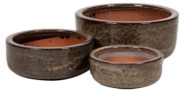 Sadie Cylinder kerámia ültetőtál szett espresso 18x8-28x12,5cm S3