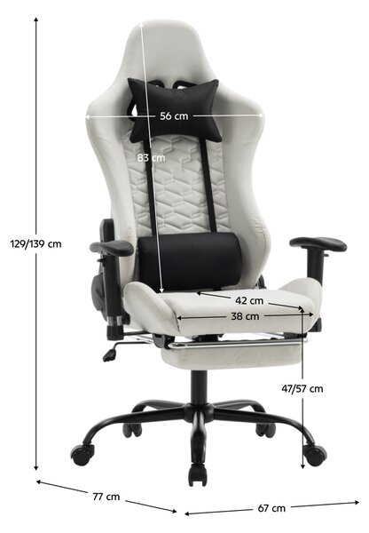 KONDELA Irodai/gamer szék, fehér/fekete, teherbírás 150 kg, PAPIBAS
