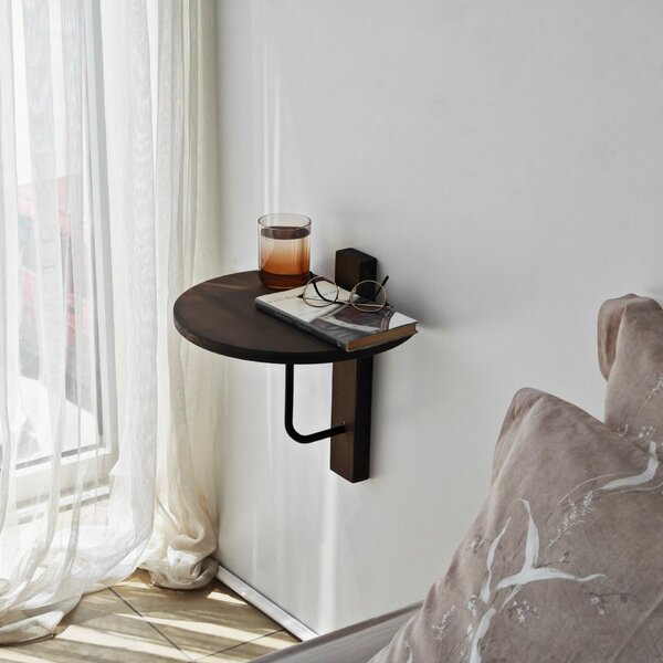 Hanah Home Fali polc Black Walnut Reve - fekete, dió
