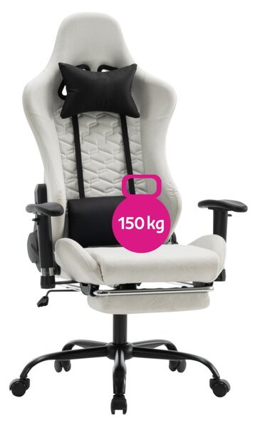 KONDELA Irodai/gamer szék, fehér/fekete, teherbírás 150 kg, PAPIBAS