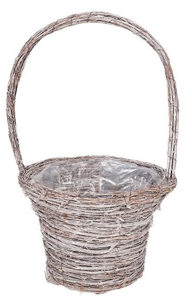 Atlin vessző füles kosár antikolt szürke 21x43cm