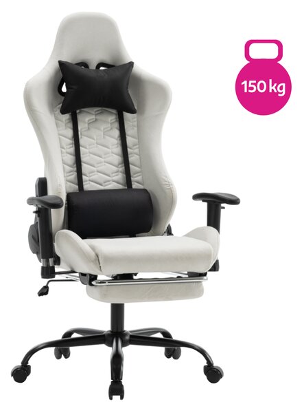 KONDELA Irodai/gamer szék, fehér/fekete, teherbírás 150 kg, PAPIBAS