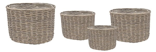 Senegal High ovális hasított vessző ültetőláda szett szürke 20x14x20-40x30x29cm S/4