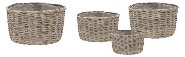 Senegal ovális hasított vessző ültetőláda szett szürke 20x14x14-40x30x23cm S/4