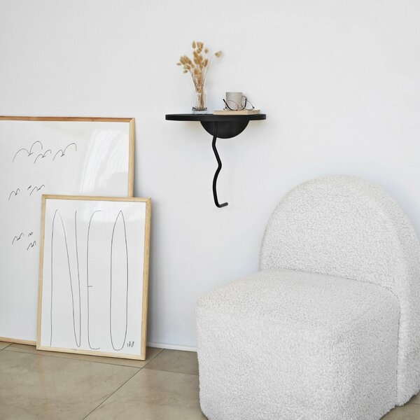 Hanah Home Fali polc Fekete Antracit Leo - Fekete, Antracit