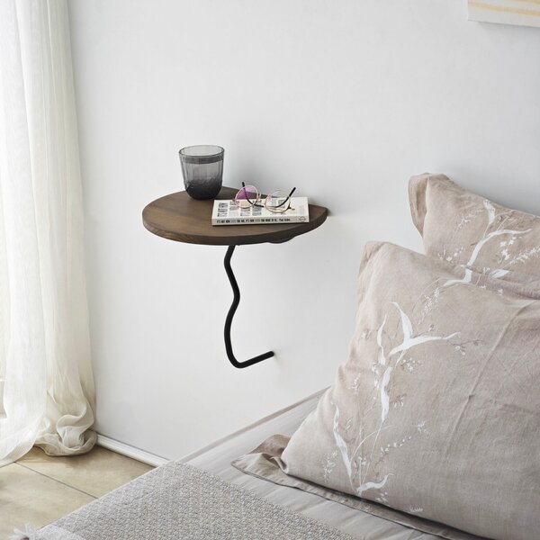Hanah Home fali polc Black Walnut Leo - fekete, dió