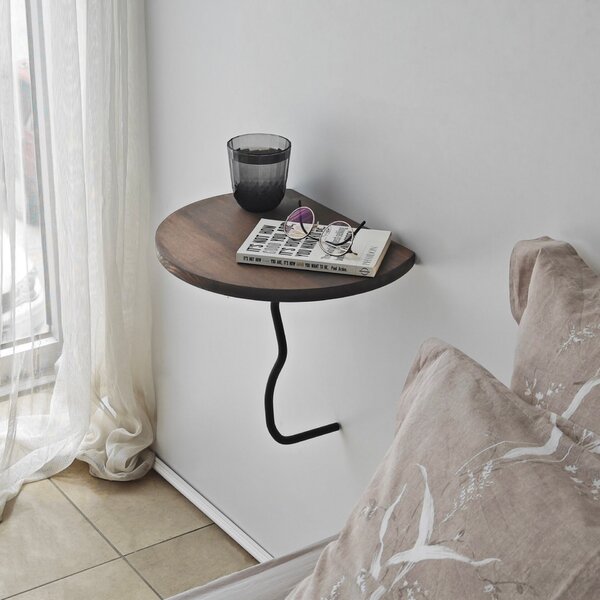 Hanah Home fali polc Black Walnut Leo - fekete, dió