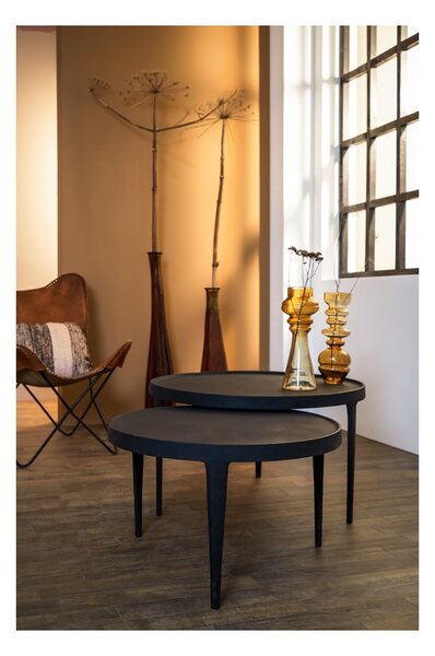 Fekete kerek dohányzóasztal szett 2 db-os ø 75 cm Tobias – Light & Living