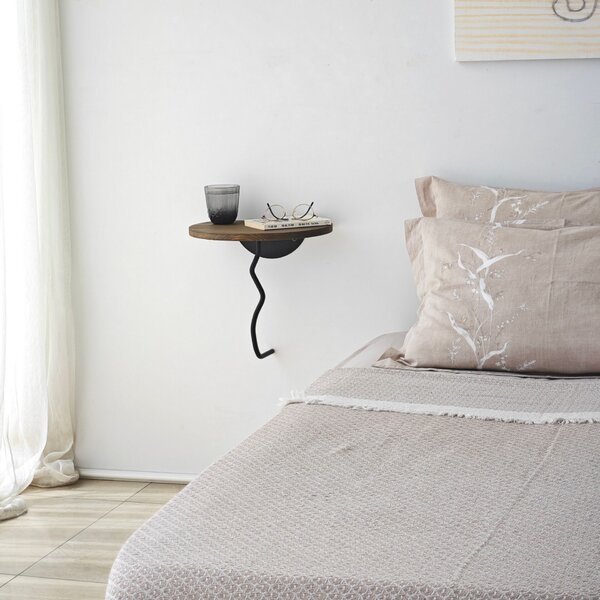 Hanah Home fali polc Black Walnut Leo - fekete, dió