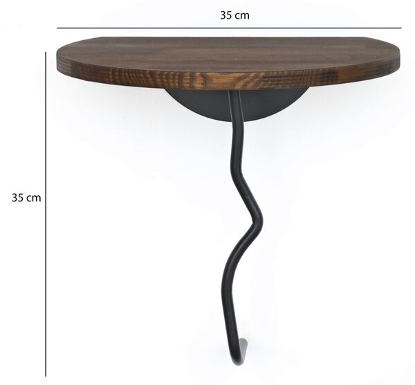 Hanah Home fali polc Black Walnut Leo - fekete, dió