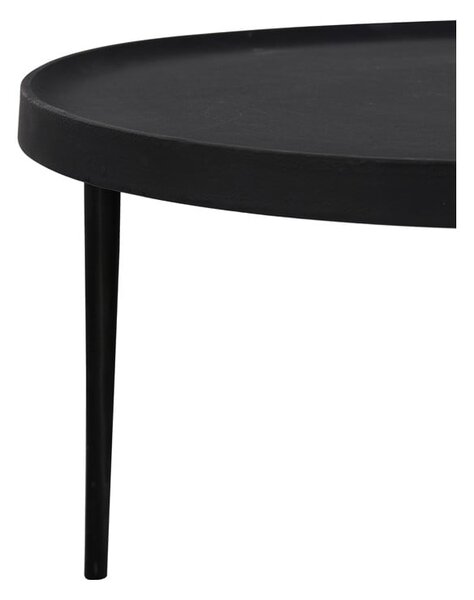 Fekete kerek dohányzóasztal szett 2 db-os ø 75 cm Tobias – Light & Living