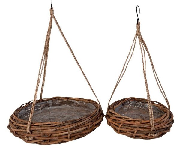 Rattan függőkosár szett vörös barna 85x18/75cm S/2