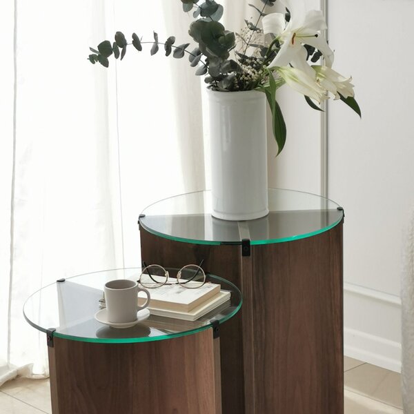 Hanah Home Egymásba illeszthető asztal (2 darab) Walnut Lily - Dió