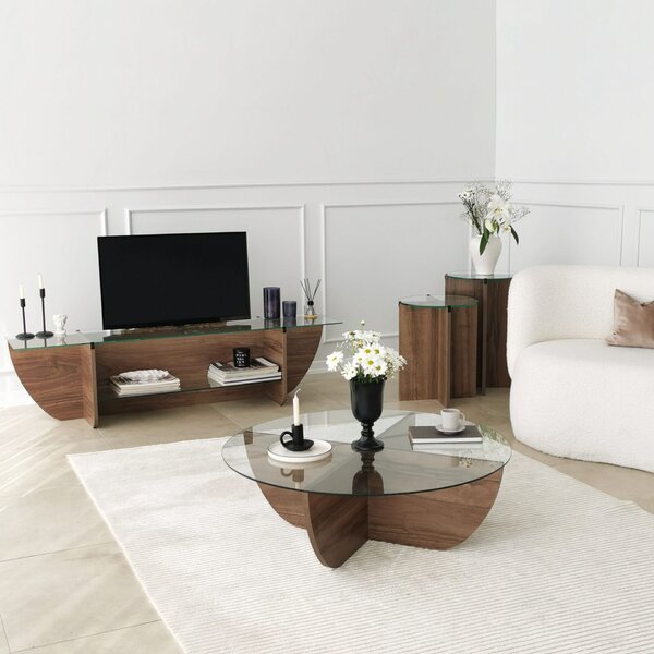 Hanah Home Egymásba illeszthető asztal (2 darab) Walnut Lily - Dió