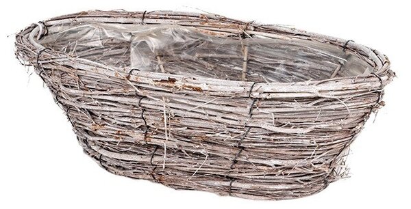 Atlin ovális vessző tál antikolt szürke 39x18x11cm