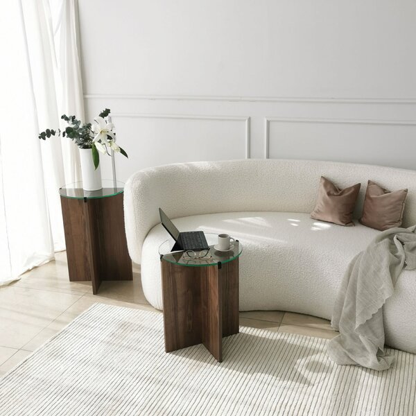 Hanah Home Egymásba illeszthető asztal (2 darab) Walnut Lily - Dió