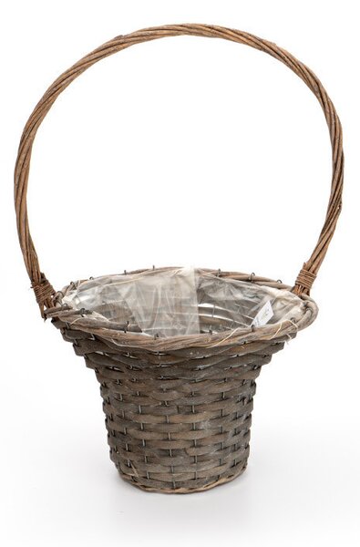 Hasított fa füles kosár szürke 31x21,5x51cm