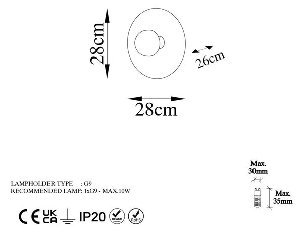 Rézszínű fali lámpa ø 28 cm Kurt – Opviq lights