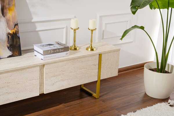 Hanah Home TV-állvány Travertine Gold Serenity - Travertin, Arany