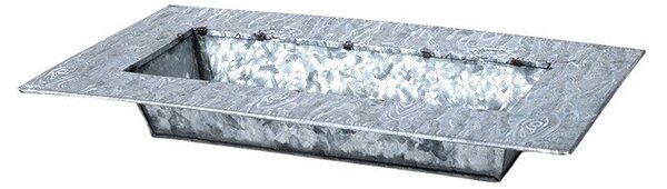 Szögletes peremes fém tál antikolt szürke 35,5x18,5x5cm