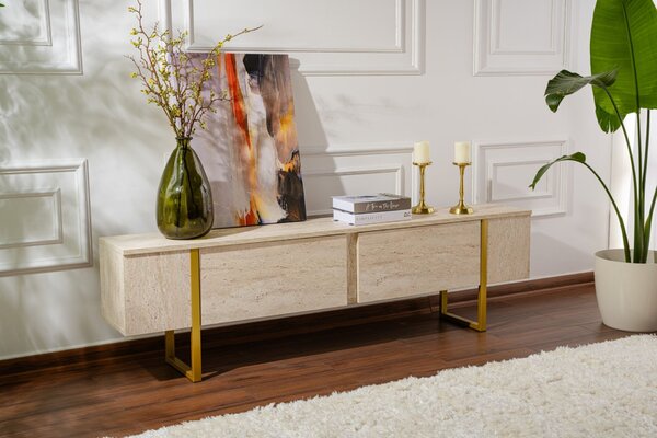 Hanah Home TV-állvány Travertine Gold Serenity - Travertin, Arany
