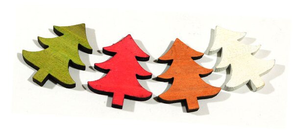 Fa fenyőfa mix piros-fehér-zöld-narancs 6x5cm 30db/csomag