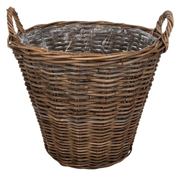 Rattan Kaspó Két Füllel Barna 45x40/46cm
