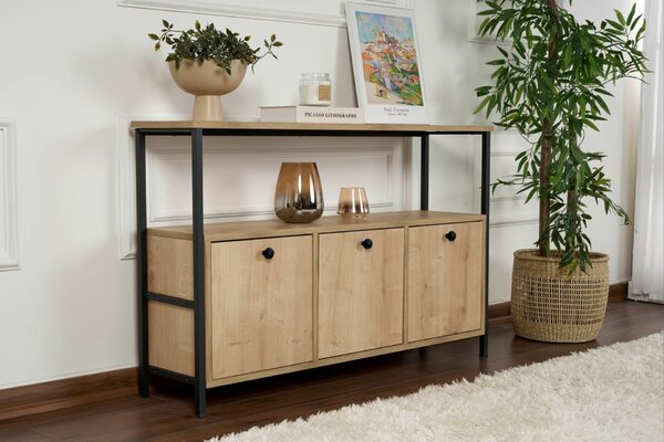 Hanah Home Black Solace konzolasztal - Tölgy, Fekete