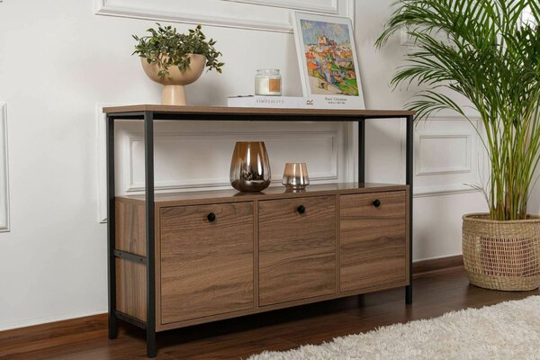 Hanah Home Konzol Walnut Black Solace - Venezia Walnut, Fekete