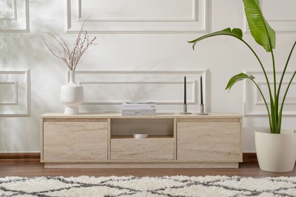 Hanah Home TV Stand Travertine Vanguard - Travertine