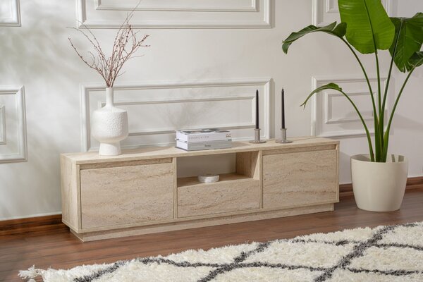 Hanah Home TV Stand Travertine Vanguard - Travertine