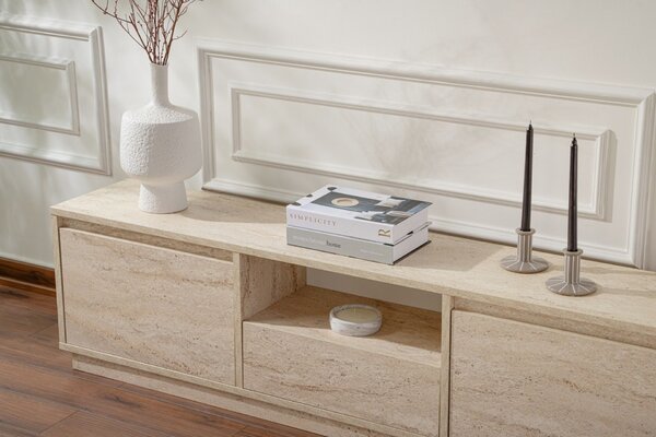 Hanah Home TV Stand Travertine Vanguard - Travertine