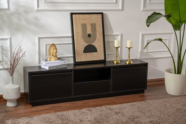 Hanah Home TV Stand Wood Black Vanguard - Wood Black