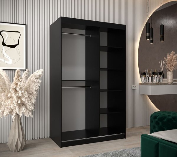 Tolóajtós szekrény 120 cm széles TIMEA - fekete