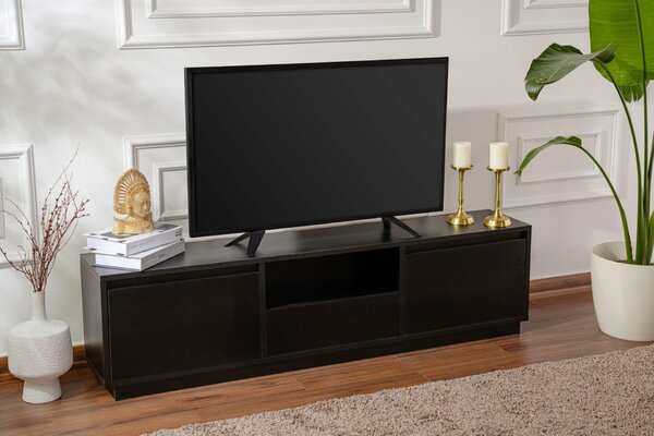 Hanah Home TV Stand Wood Black Vanguard - Wood Black